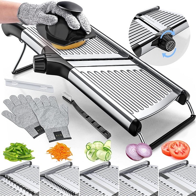 Gramercy Kitchen Company Adjustable Stainless Steel Mandoline Food Slicer