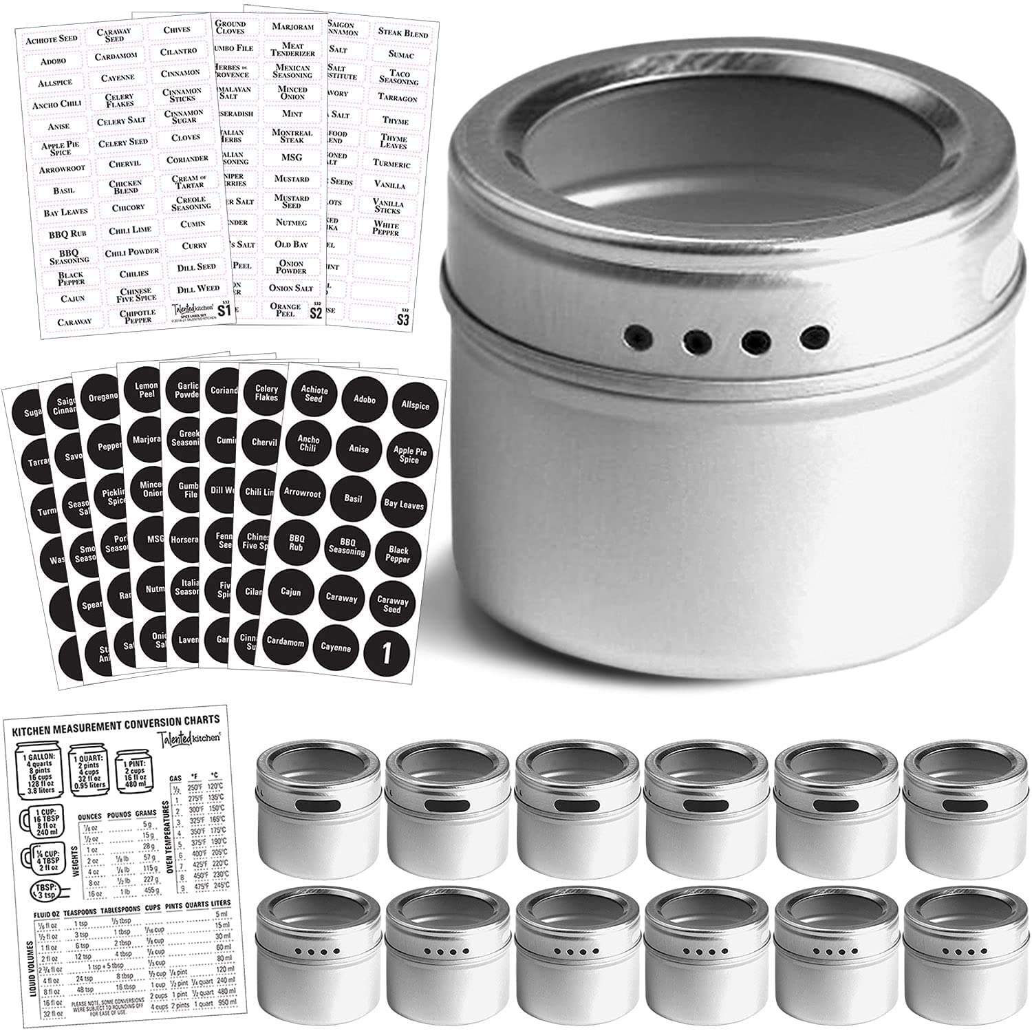 Talented Kitchen Magnetic Spice Tins + Labels