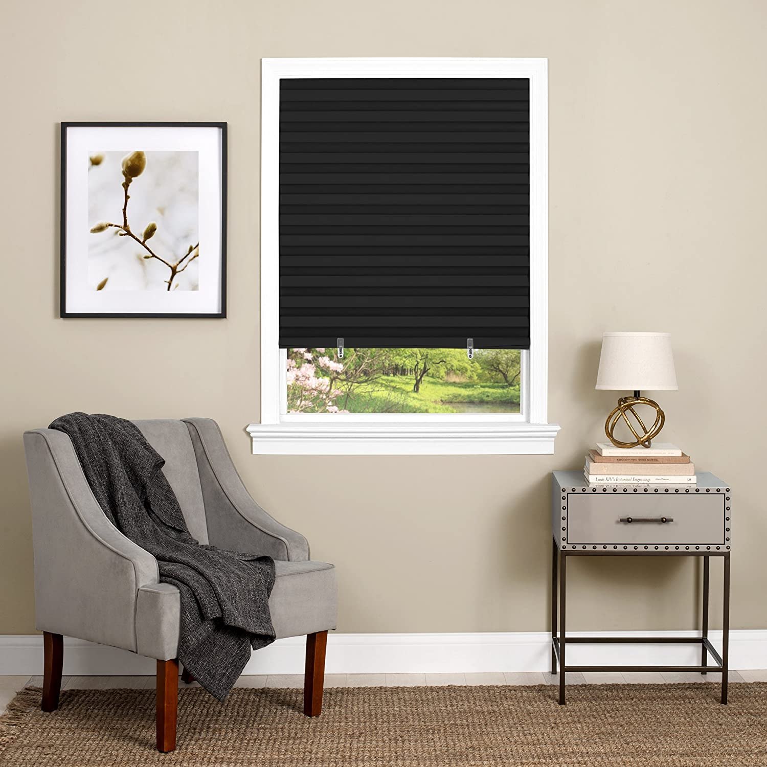 Achim Home Furnishings Cordless Vinyl Room Darkening Pleated Window Shade