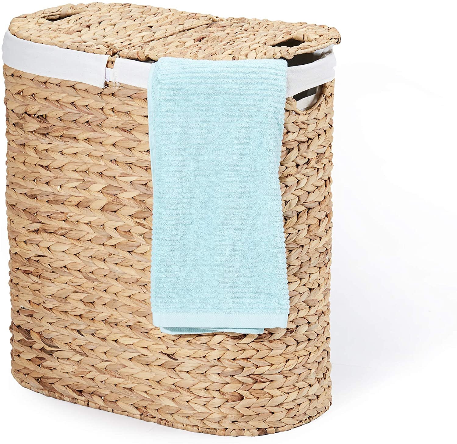 Seville Classics Water Hyacinth Oval Double Hamper