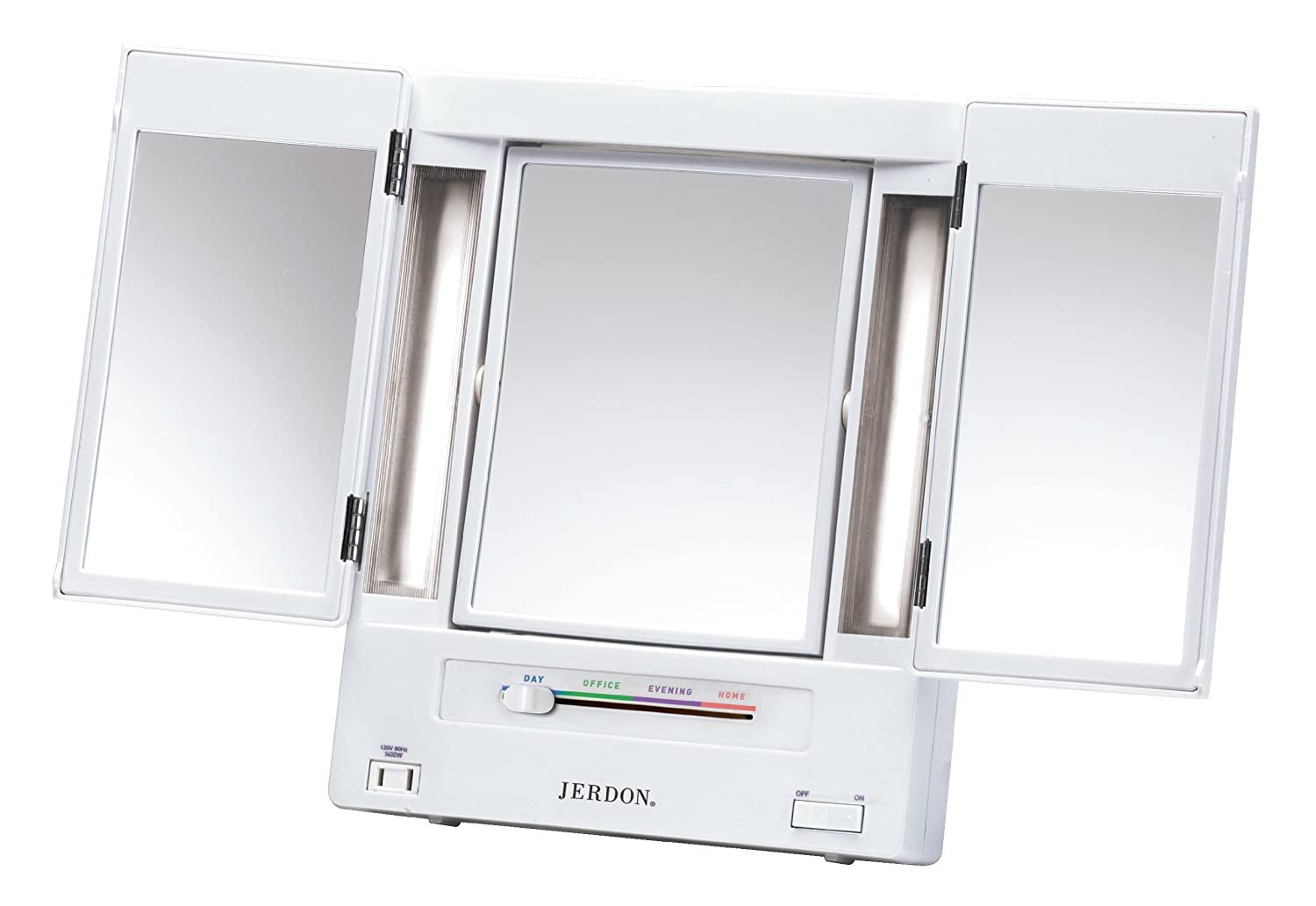 Jerdon Tri-Fold Lighted Makeup Mirror