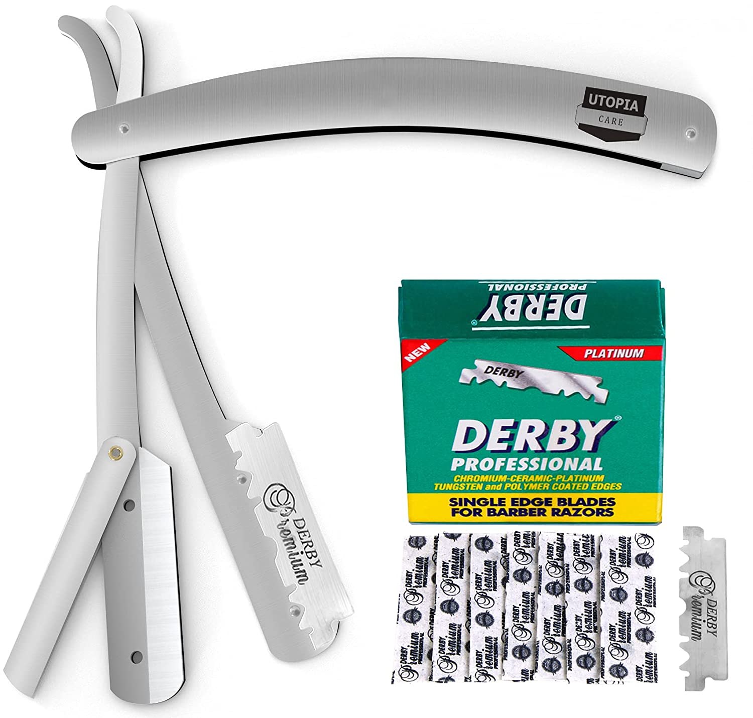 Utopia Care Professional Barber Razor with 100 Derby Blades