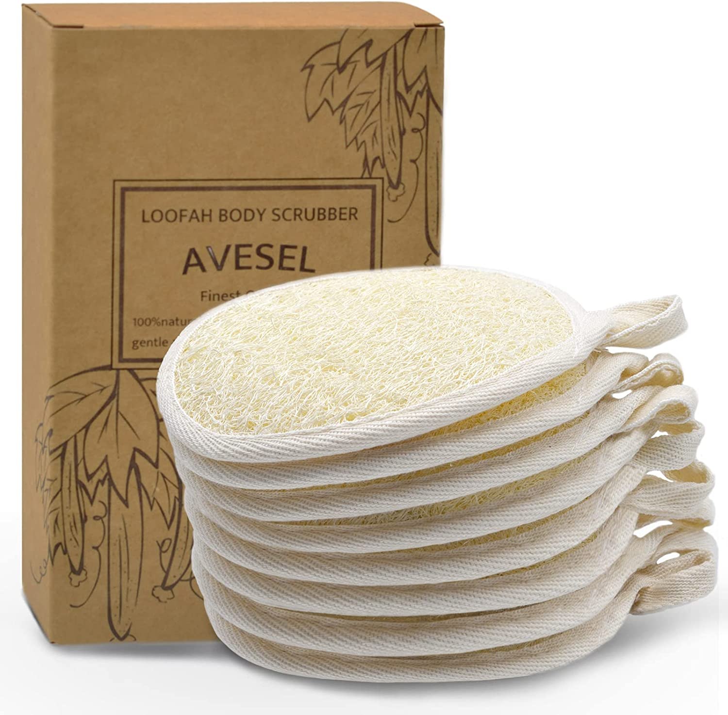 AVE DEAL Exfoliating Scrubber Pack of 8 Exfoliating Loofah Sponge Pads