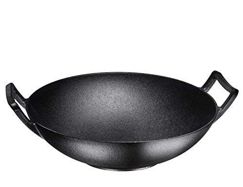 Bruntmor Black Pre-Seasoned 14" Cast Iron Wok