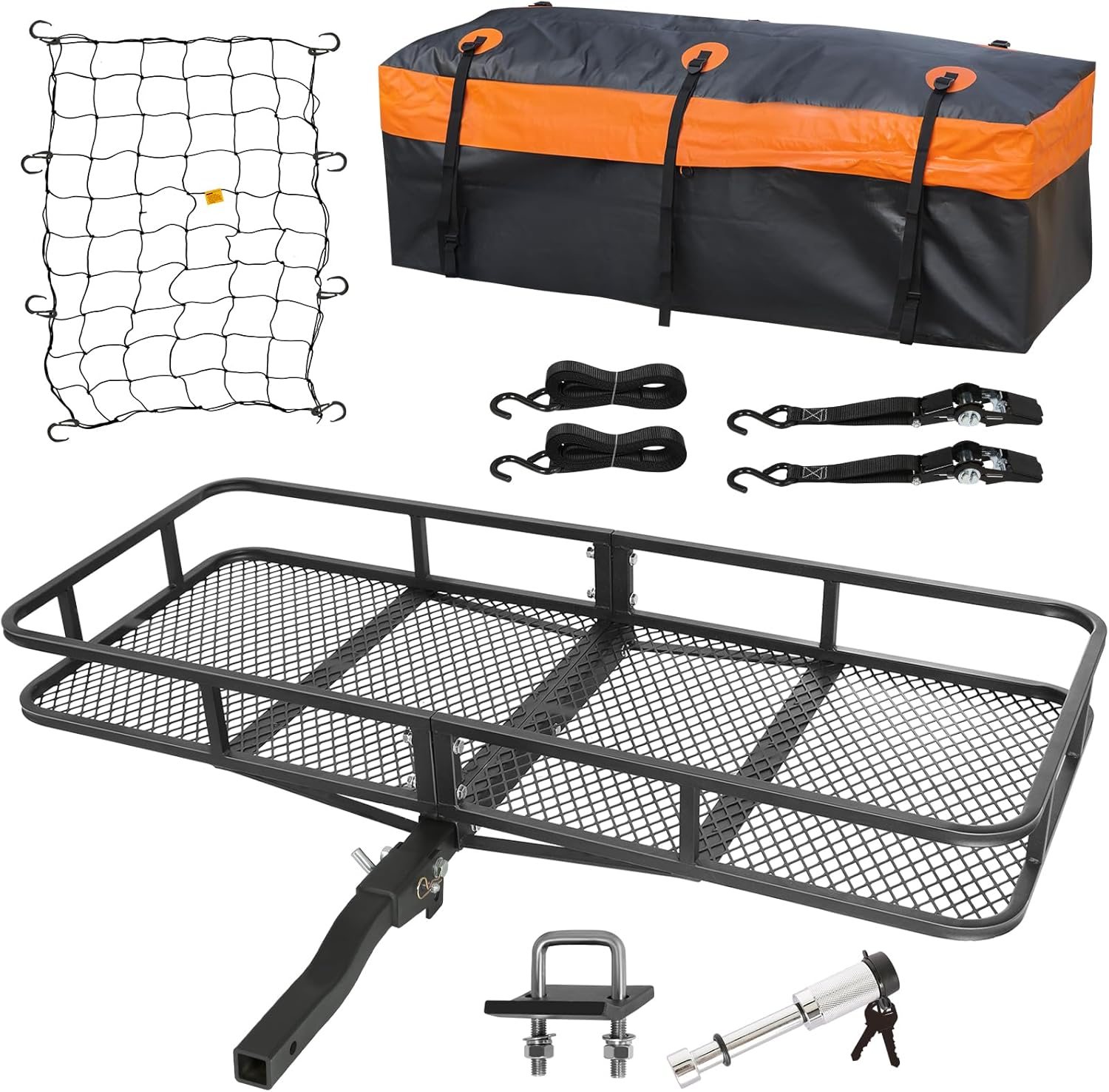 Weize Folding Hitch Mount Cargo Carrier Basket with Waterproof Bag