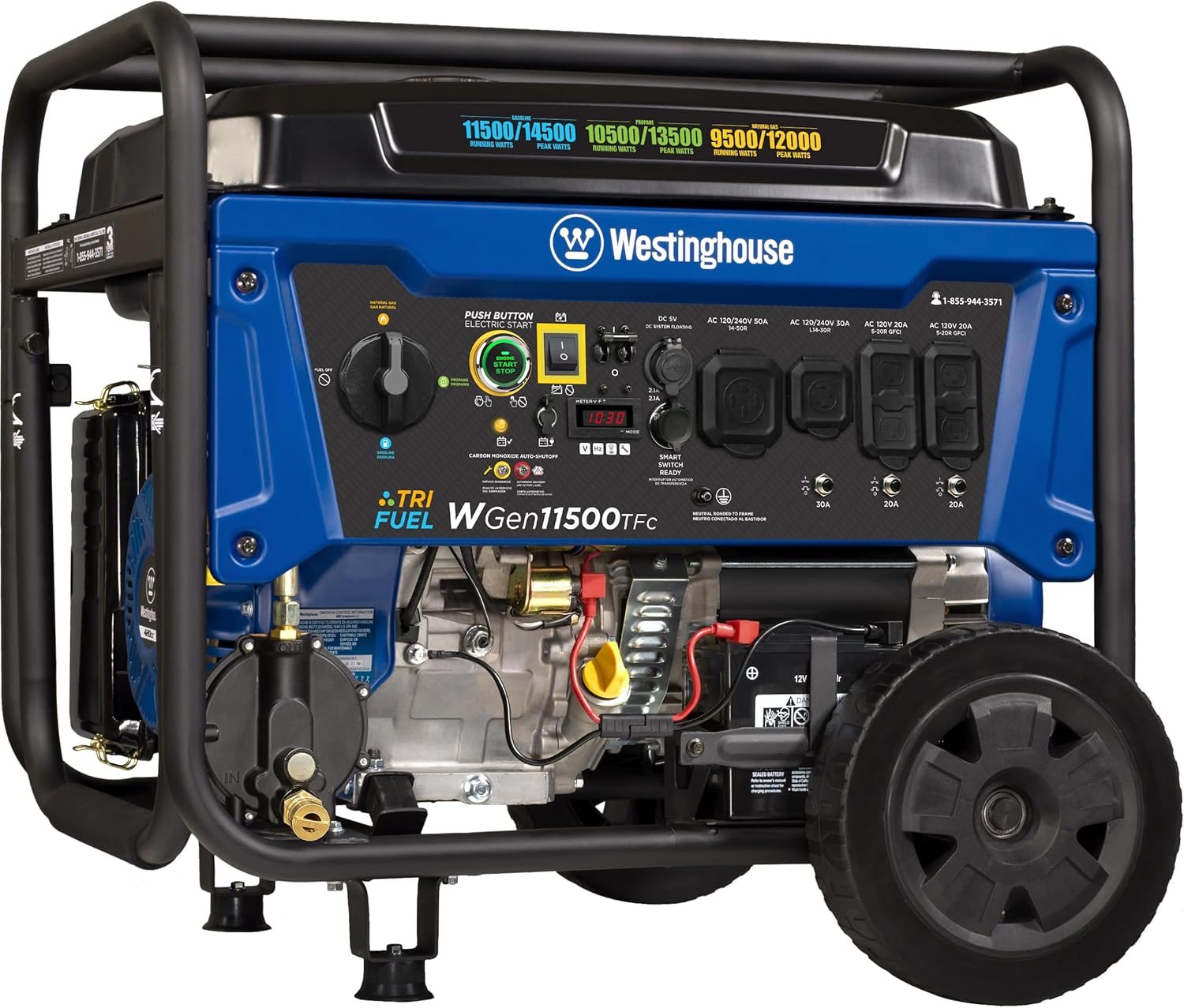 Westinghouse 14,500 Peak Watt Tri-Fuel Home Backup Portable Generator