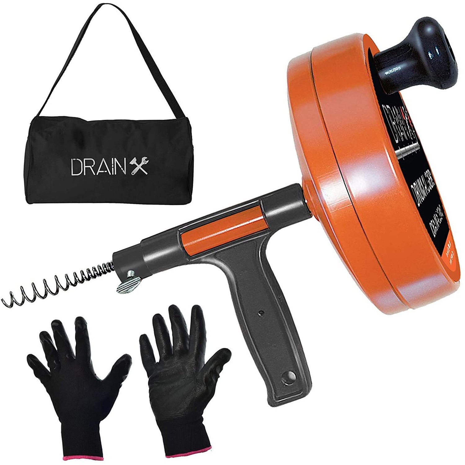 DrainX Heavy-Duty Steel Drum Plumbing Snake