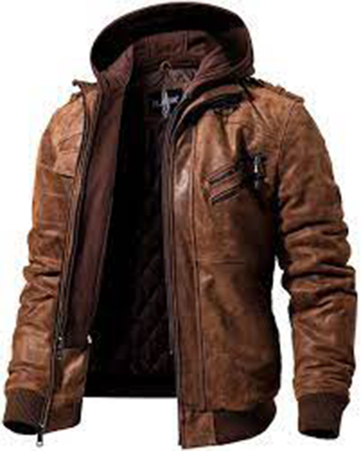 FLAVOR Men&#039;s Leather Motorcycle Jacket