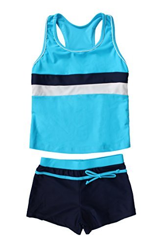 JerrisApparel Girls&#039; Two-Piece Boy Short Tankini