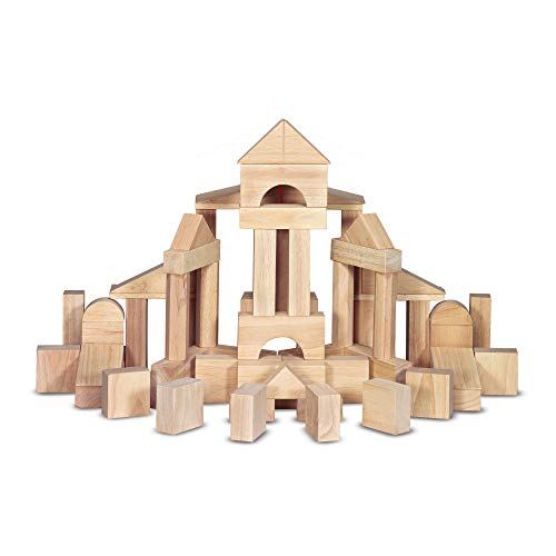 Melissa &amp; Doug Standard Unit Solid-Wood Building Blocks With Wooden Storage Tray