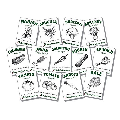 Rebel Gardens Organic Vegetable Seeds, 13 Varieties