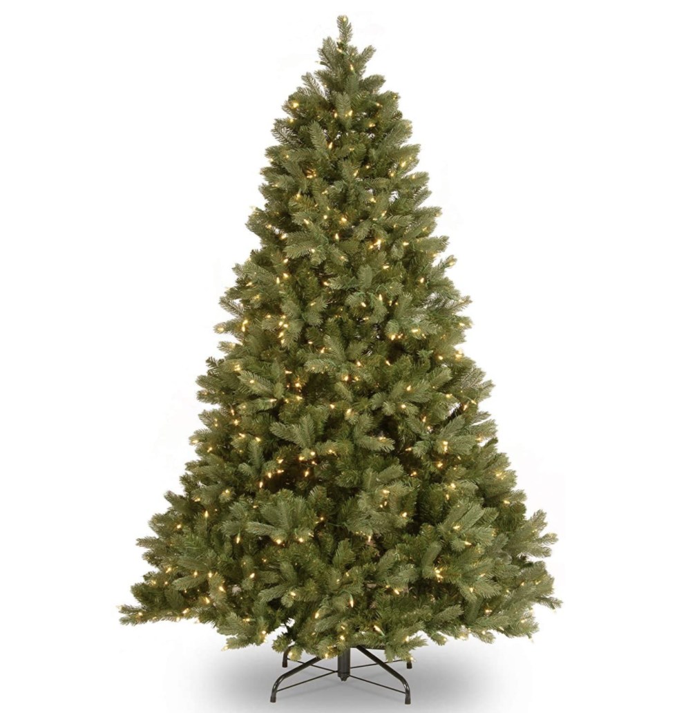National Tree Company Pre-Lit &#039;Feel Real&#039; Artificial Full Downswept Christmas Tree, Douglas Fir