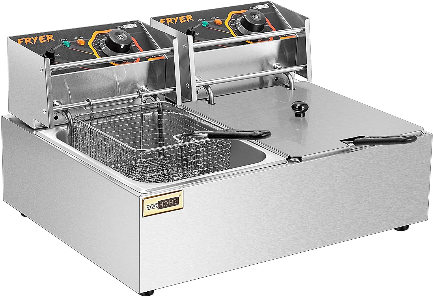 VIVOHOME Duel 2x6.35Qt Electric Deep Fryer