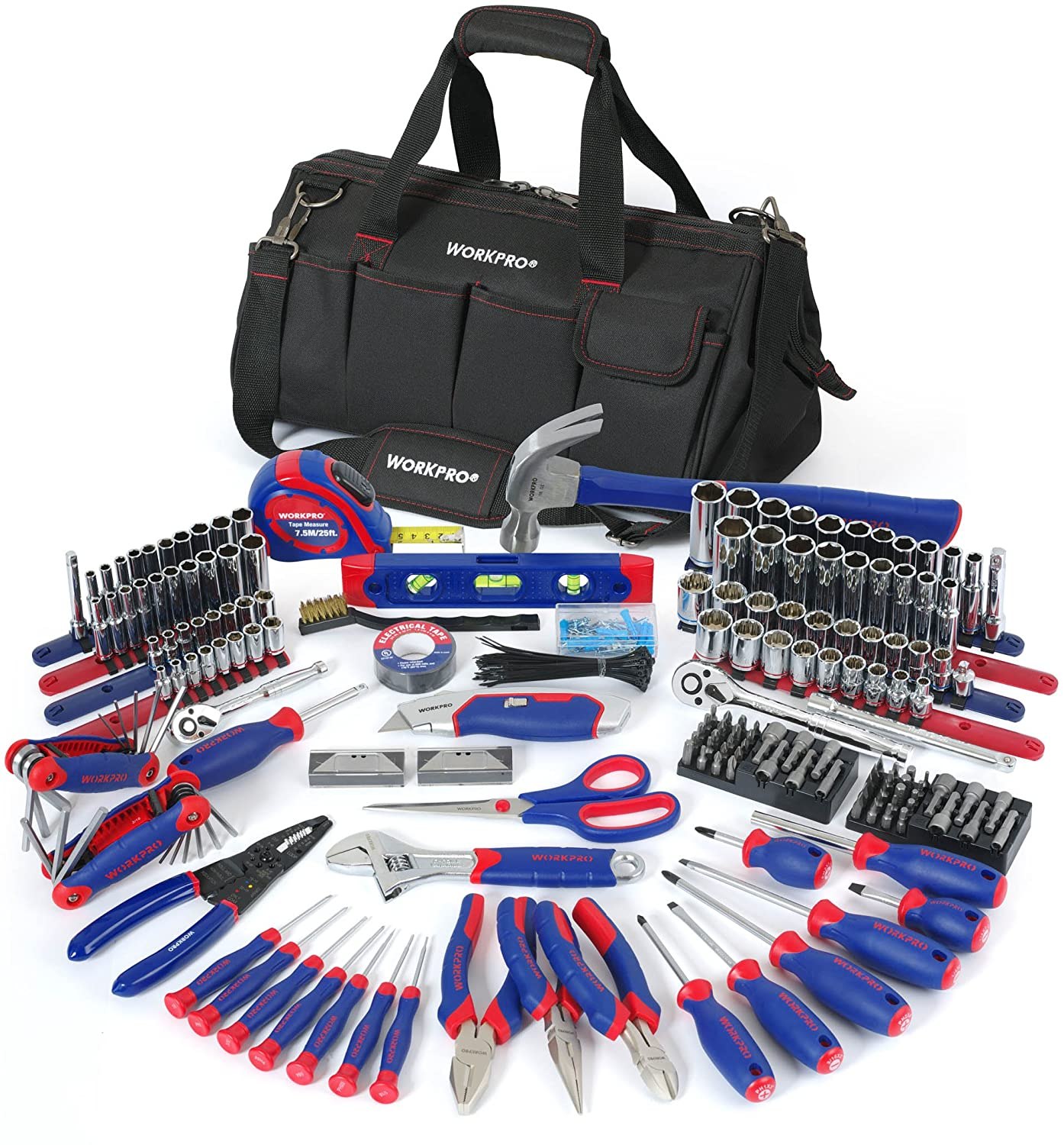 WORKPRO Home Repair Hand Tool Kit Set with Carrying Bag