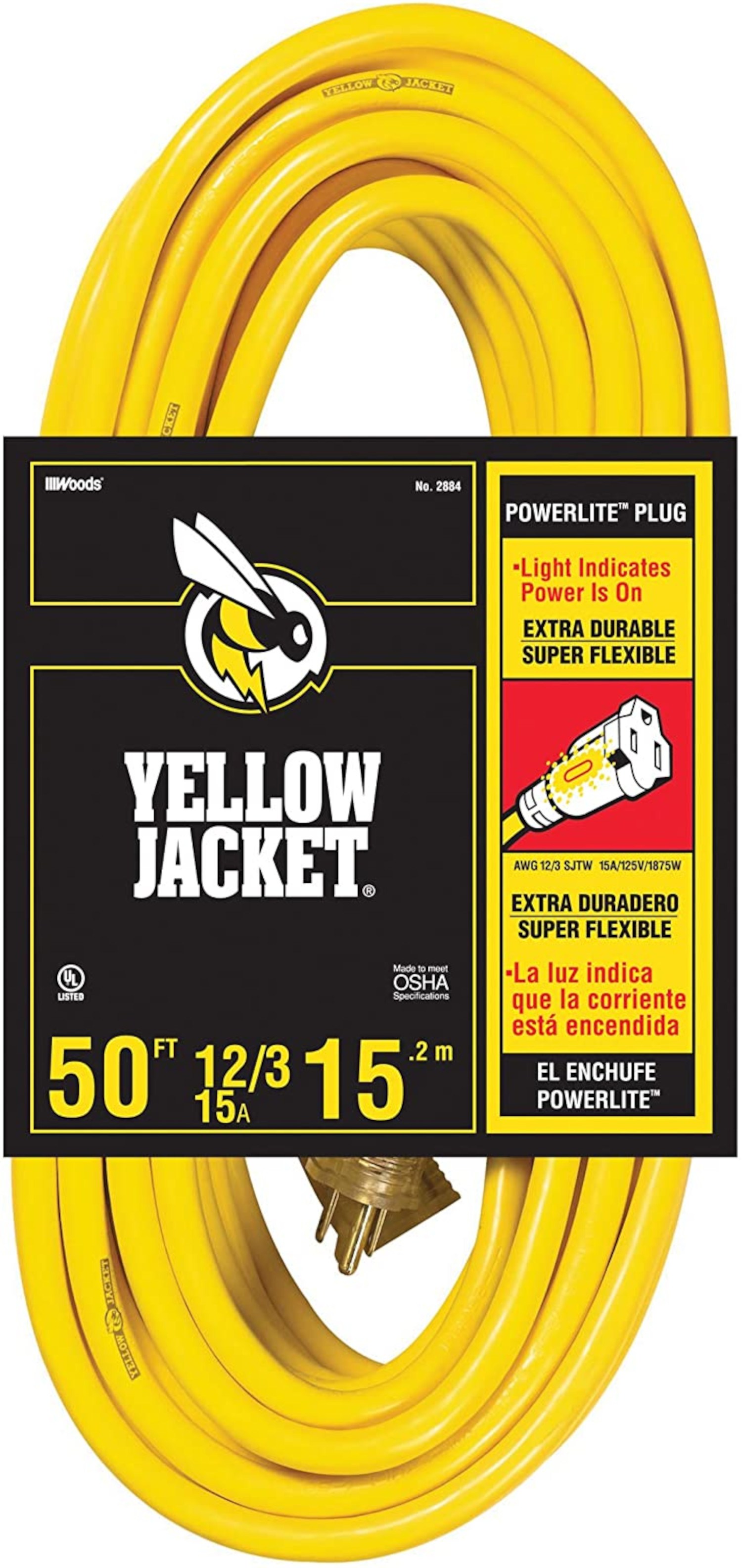 Yellow Jacket 15-Amp SJTW Contractor Extension Cord with Lighted Ends